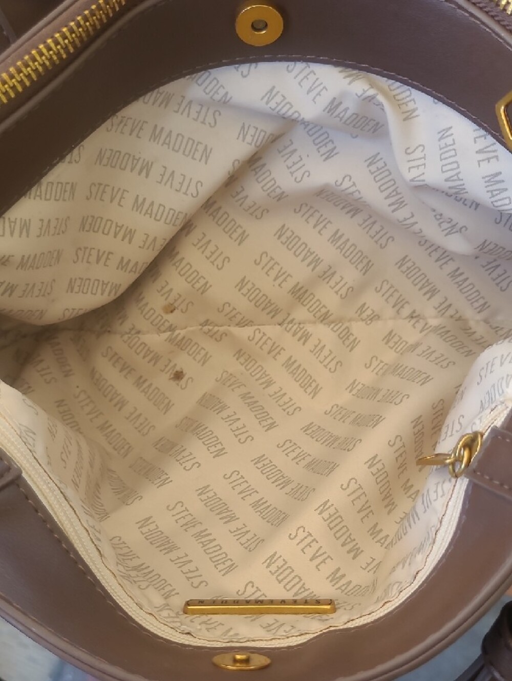Steve Madden Brown Embossed SM Logo Shoulder Bag - Picture 10 of 13